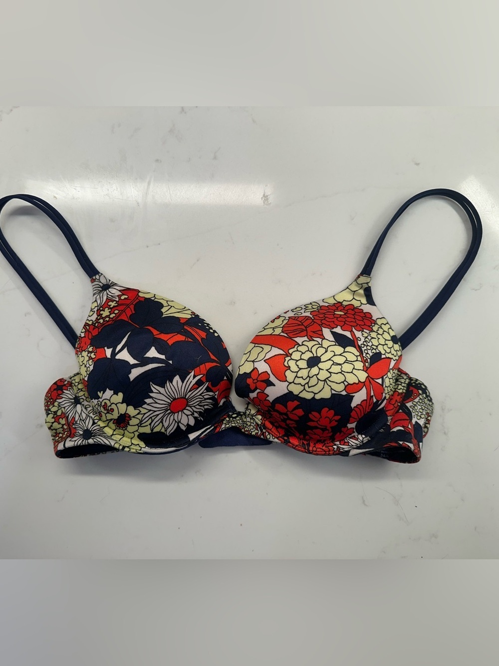 Victorias Secret Very Sexy Push-Up Bra Women’s Size 34A Navy Blue Floral - Picture 4 of 6
